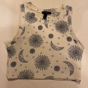 Multi-print white crop top